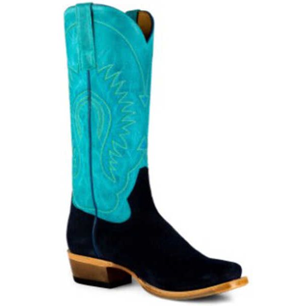 MACIE BEAN - WOMEN'S LOONEY MOON WESTERN BOOTS - SQUARE TOE - NAVY