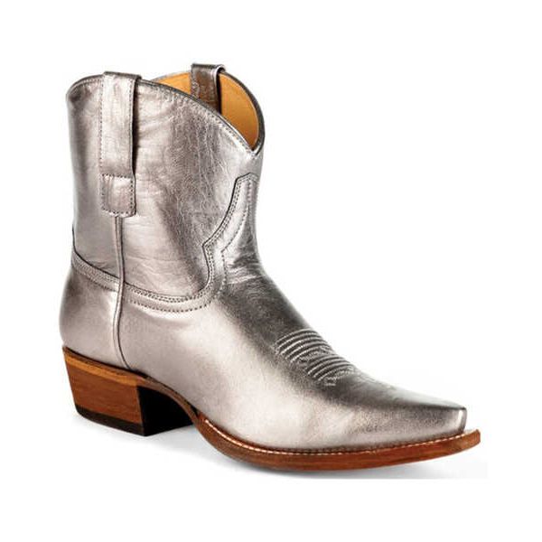 MACIE BEAN - WOMEN'S PETAL TO THE GUNMETAL FASHION WESTERN BOOTIES - SNIP TOE - PEWTER