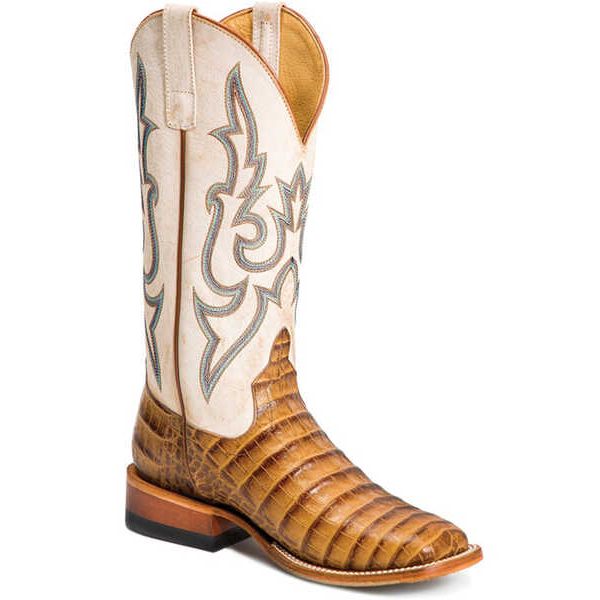 MACIE BEAN - WOMEN'S SLICK RIKKI WESTERN BOOTS - BROAD SQUARE TOE - CREAM/BROWN